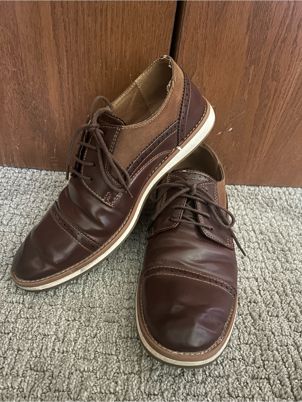 Men's Brown Leather Lace-Up Casual Dress Shoes